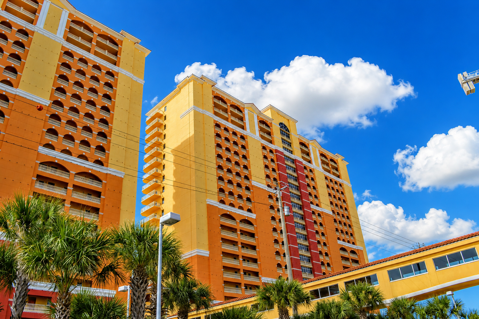 Calypso resort towers on the beach in Panama City Beach, Florida
