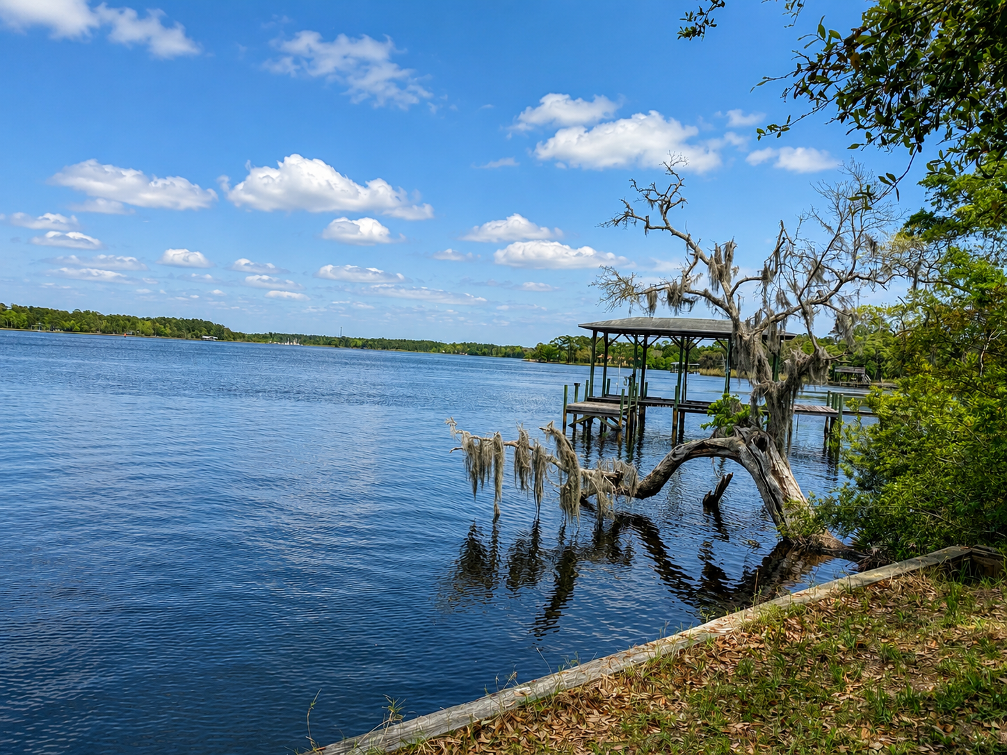 Lagrange Bayou Road. View is of Choctawhatchee Bay on a sunny day mid day