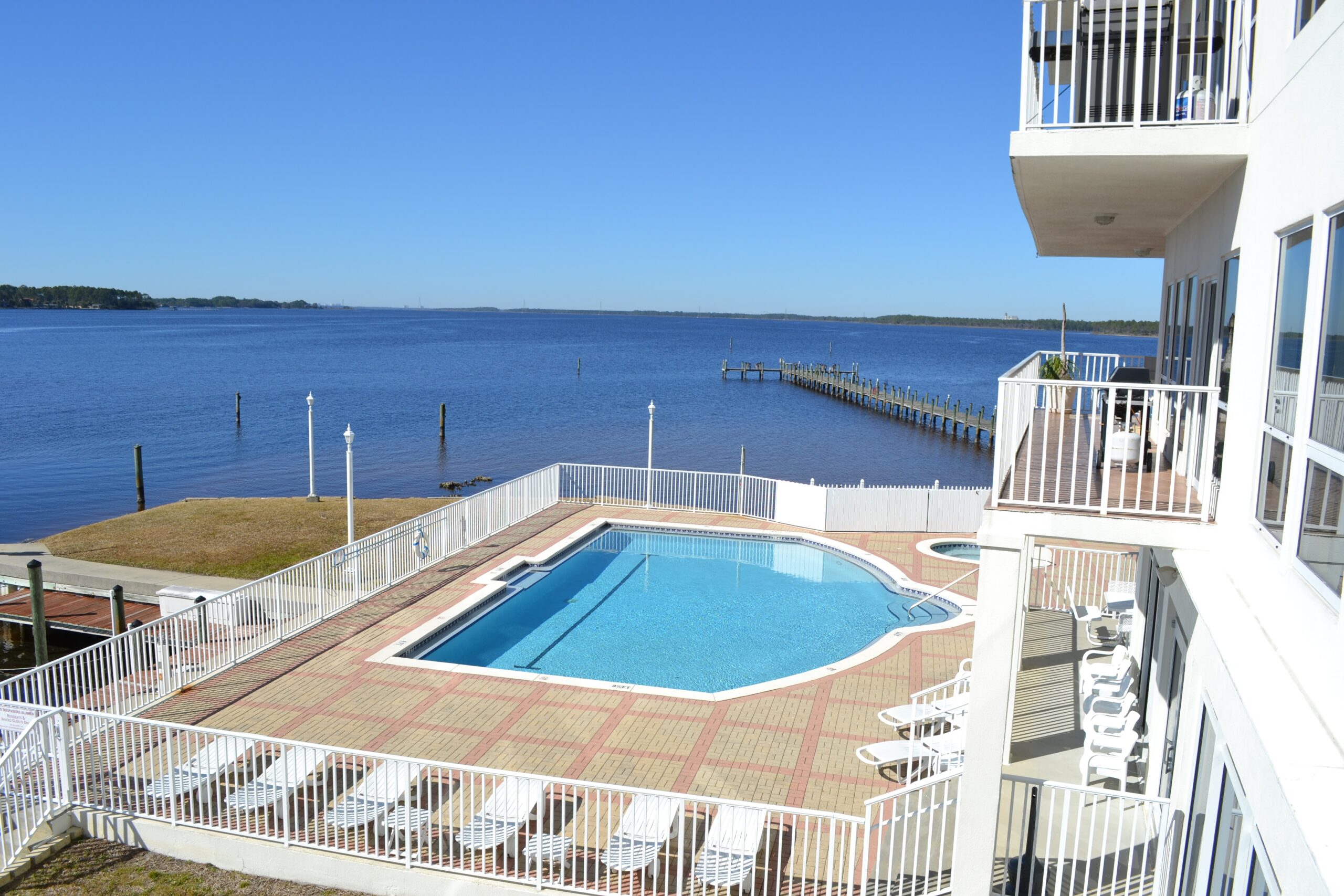 Lynn Haven Marina Bay Pool looking over Bay
