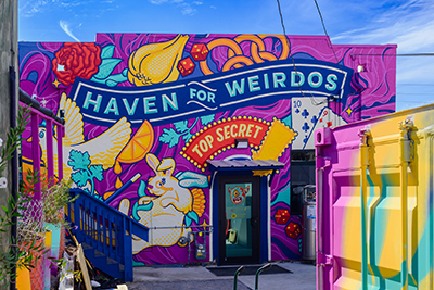 Colourful street mural on a building in downtown Panama City