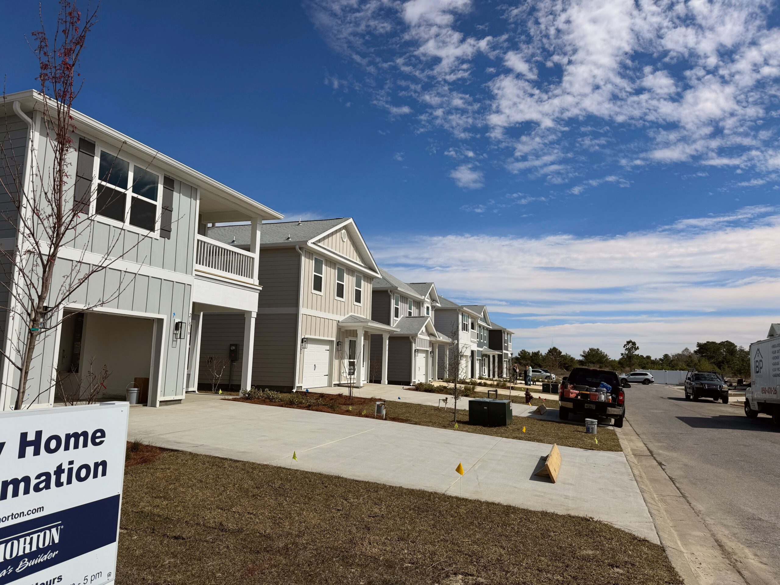 Several D.R. Horton homes under construction along a new street